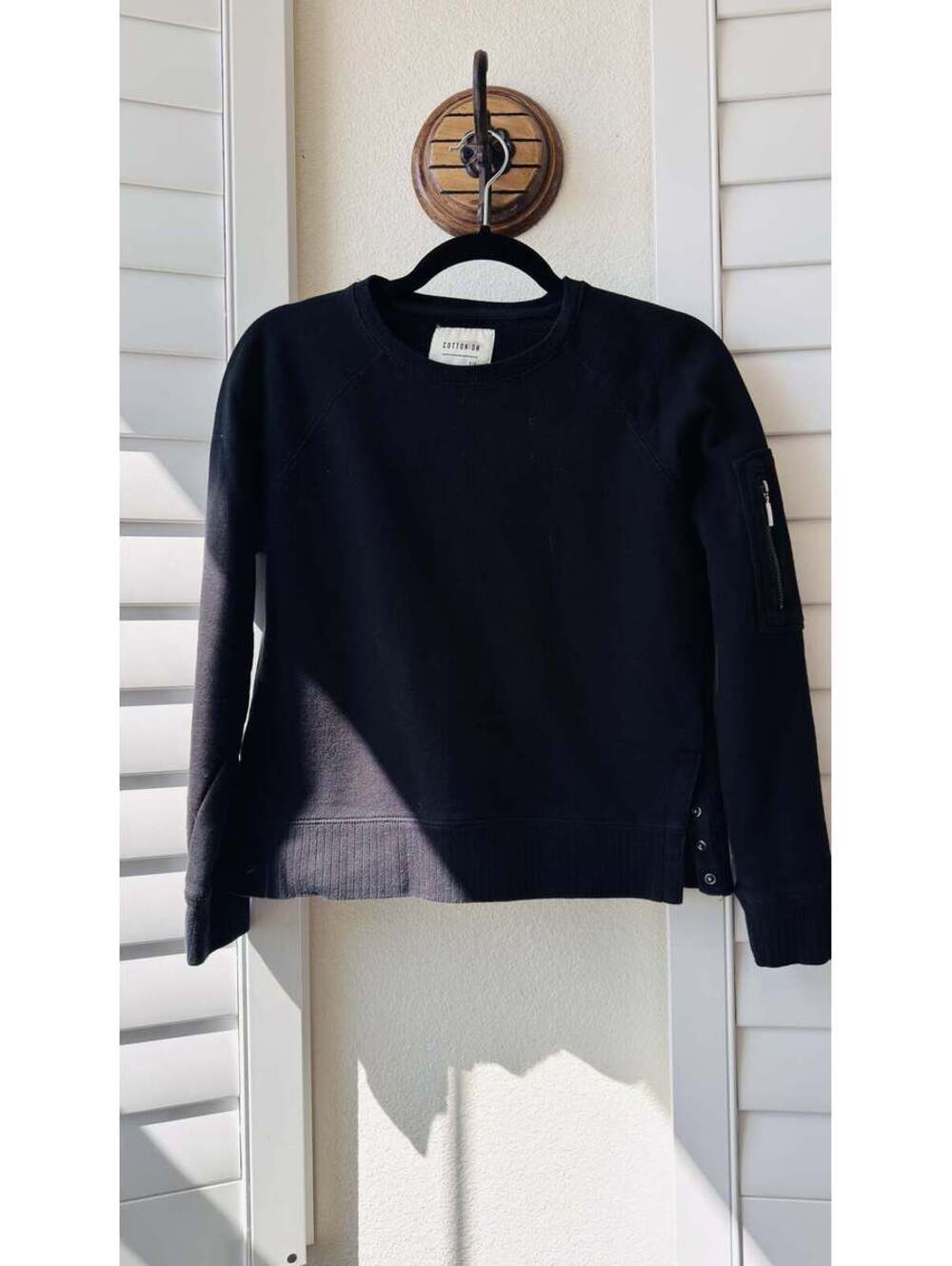 Cotton On Black Utility Crewneck Sweatshirt Size S